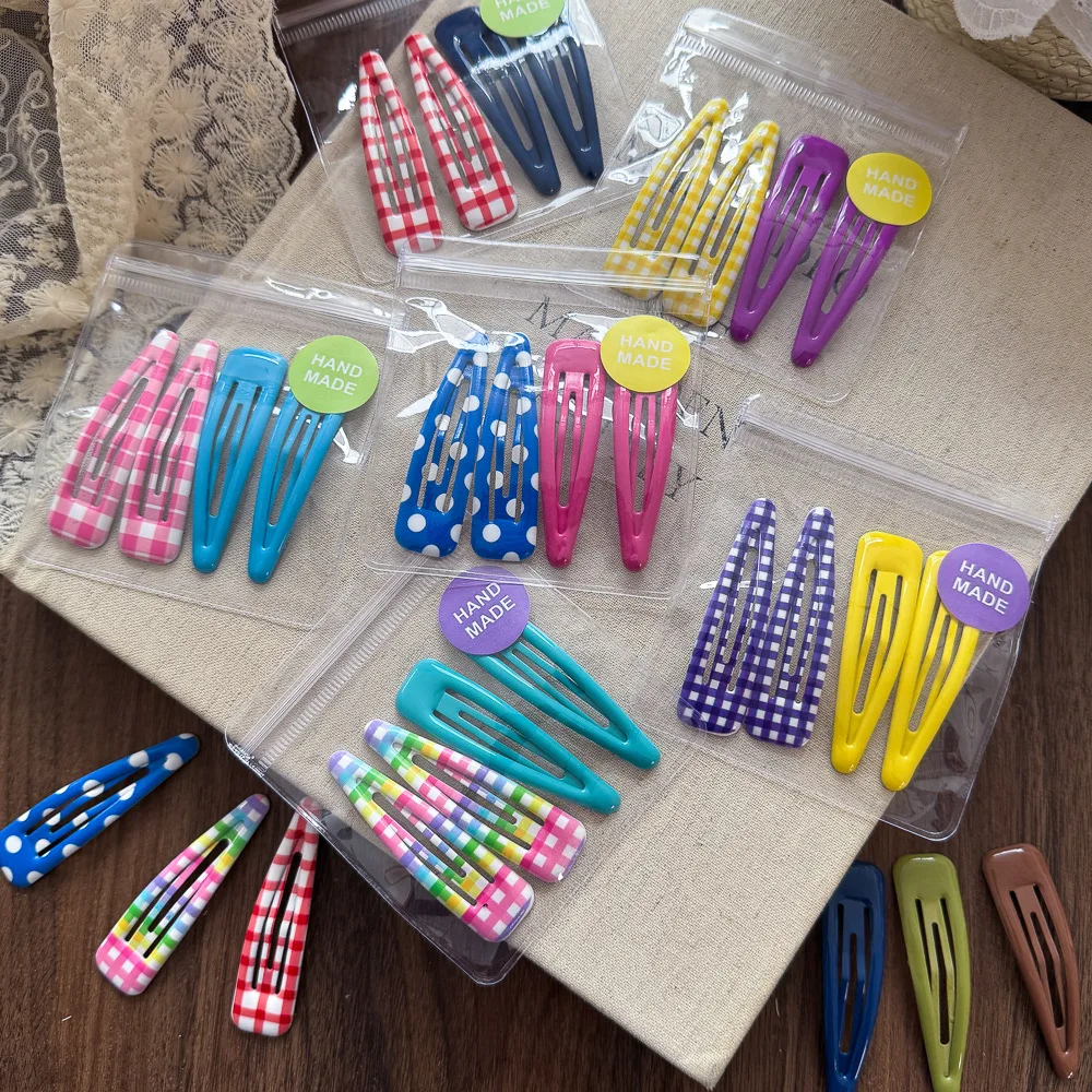Clips infantiles para el pelo laterales de lunares y cuadros Y2K - imagen 2