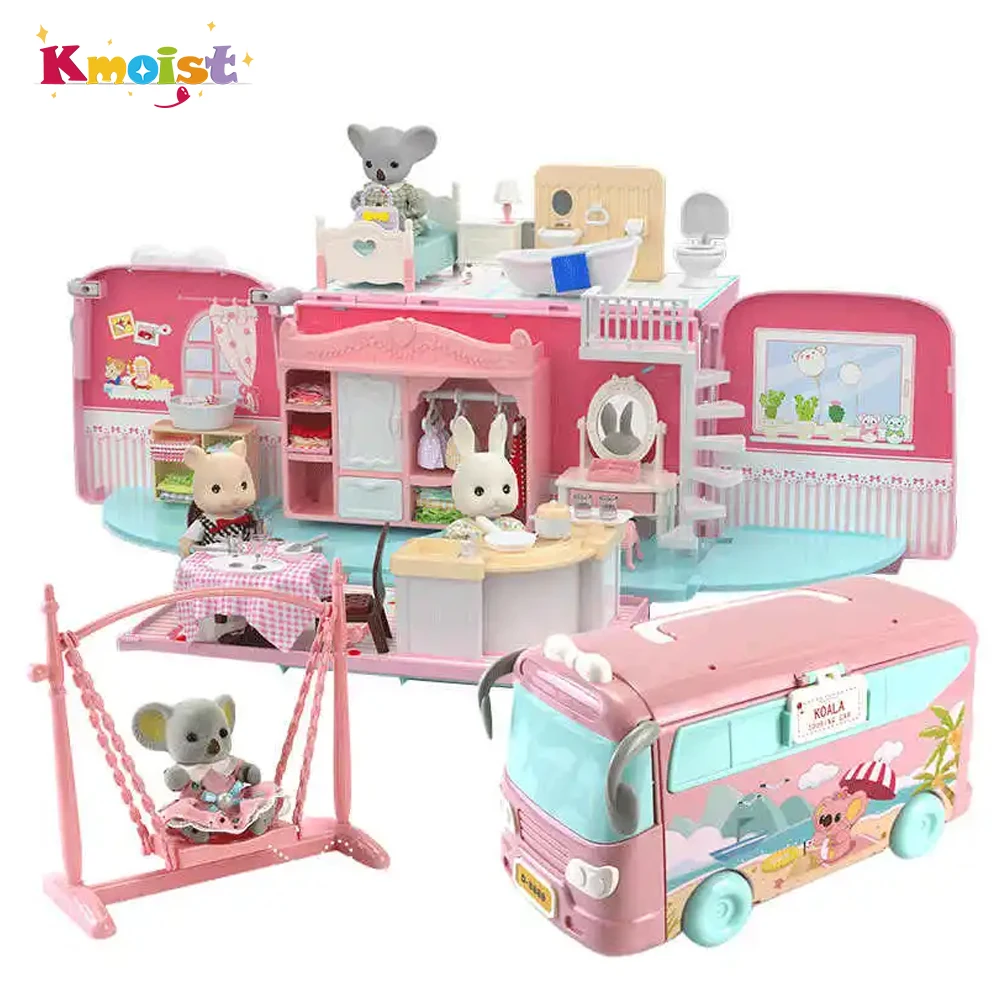 Koala Tour Bus casa de muñecas con mini muebles animales - imagen 2