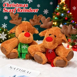 Peluche de reno con bufanda esponjoso para decoración navideña