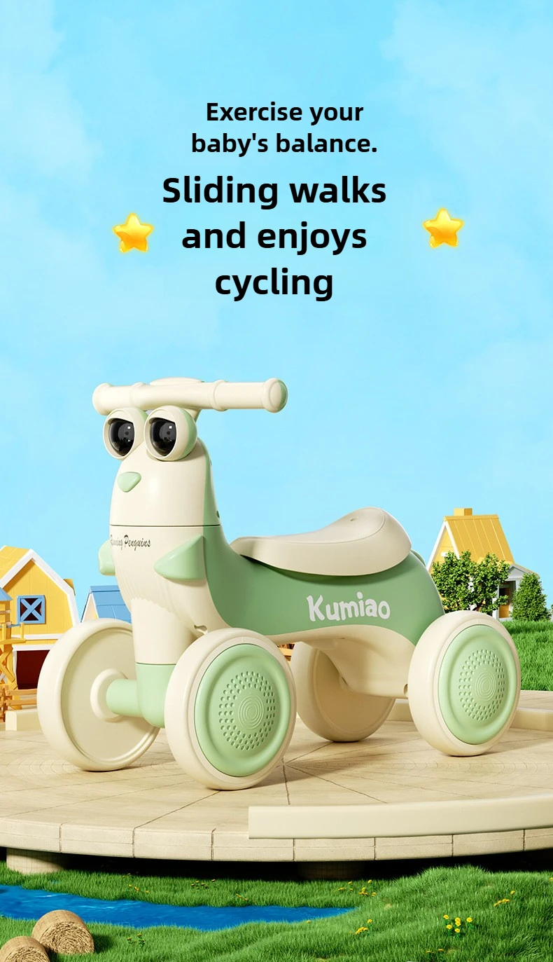 Patinete infantil con pingüino y 4 ruedas