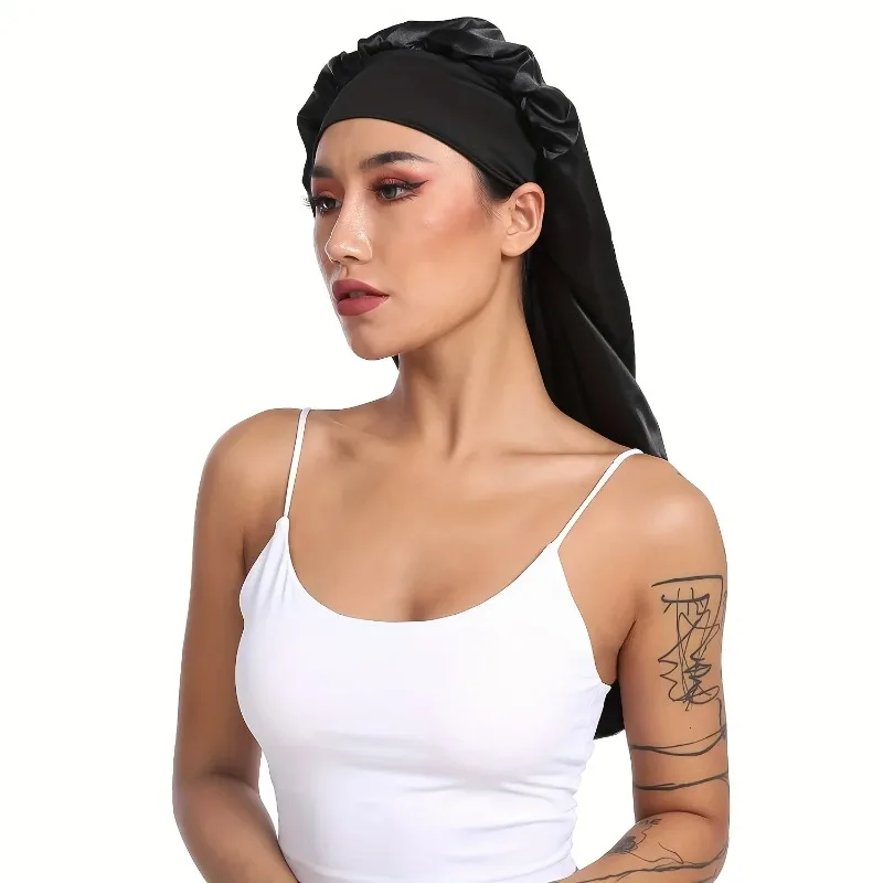 Gorro de satén para dormir en pelo liso y rizado