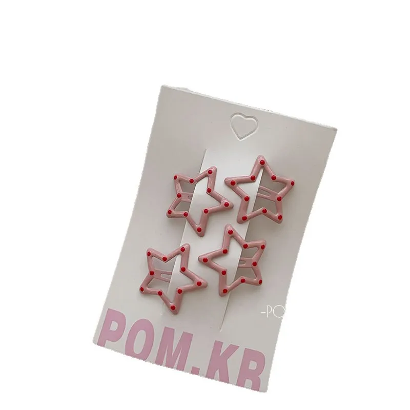 Pinzas para el cabello rosas con estrellas, estilo moderno para bebé - imagen 2