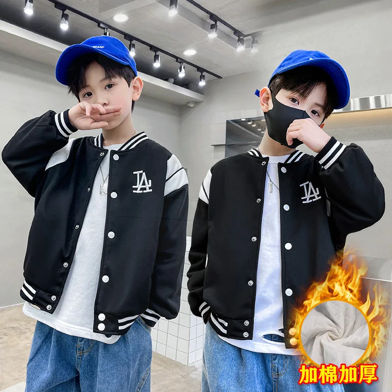 Chaqueta gruesa infantil estilo béisbol con cuello redondo cálida - imagen 4