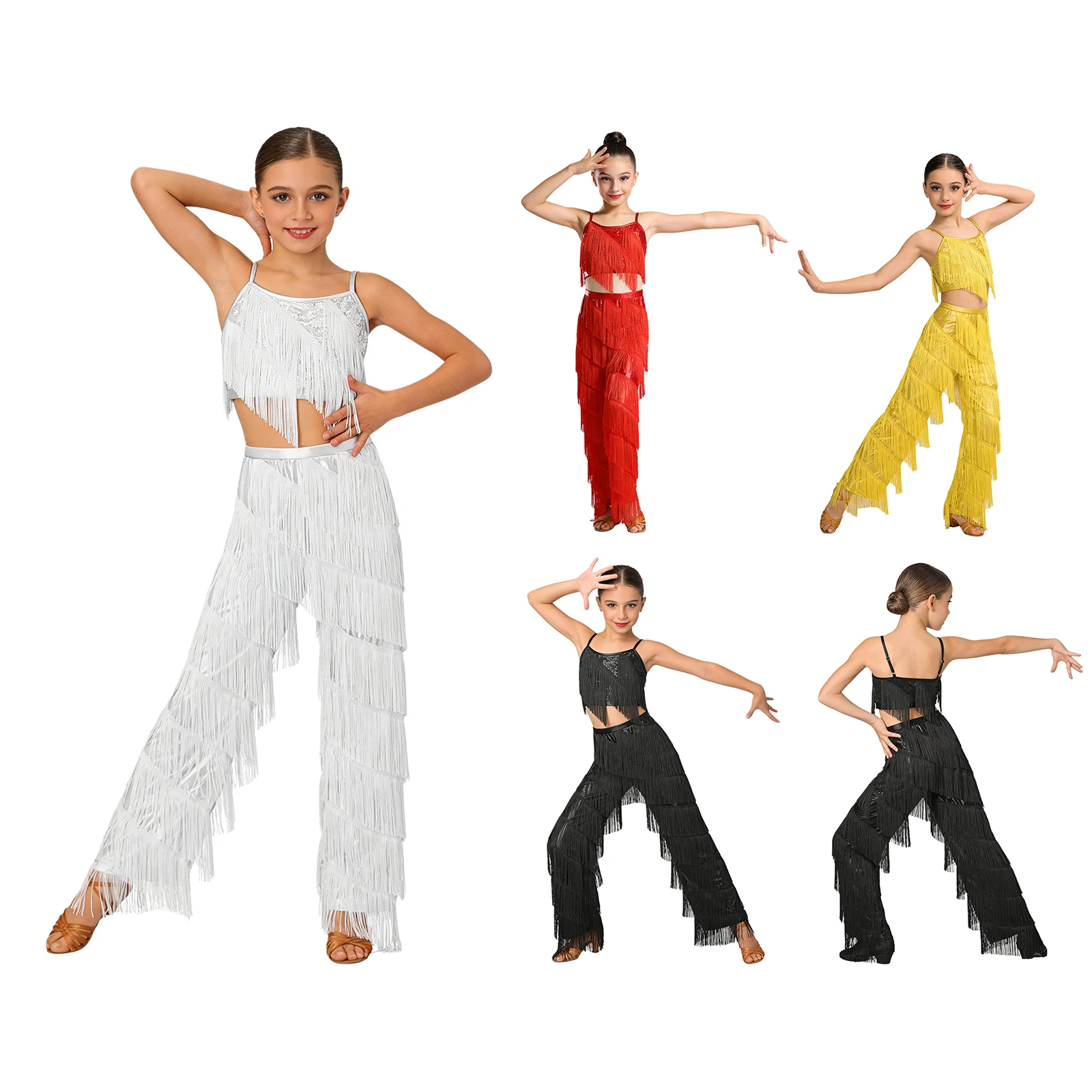 Traje de baile latino con lentejuelas para niñas – Samba y salsa