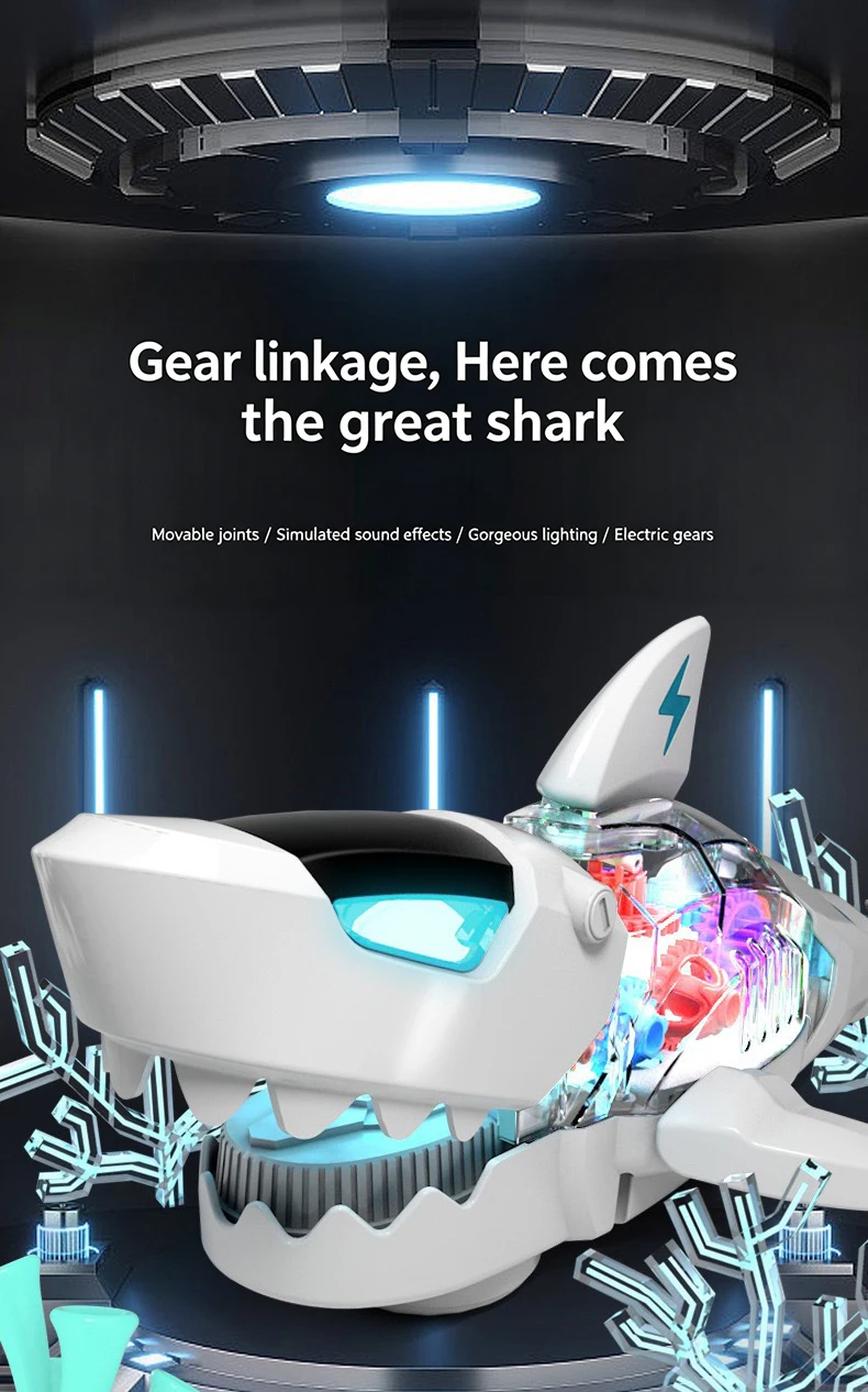 Tiburón mecánico eléctrico con luces LED