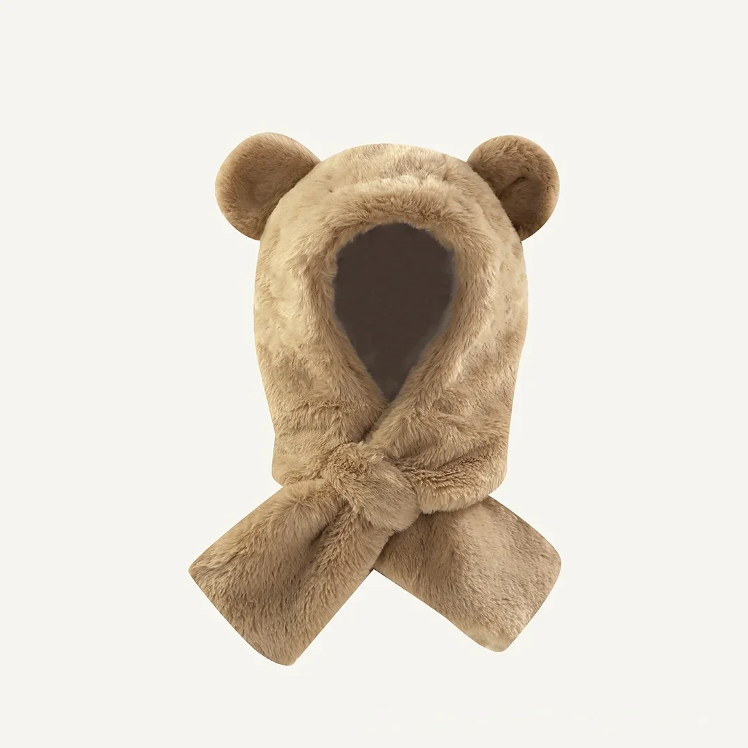 Gorro de punto con orejeras de oso para bebé – Forro polar suave - imagen 4