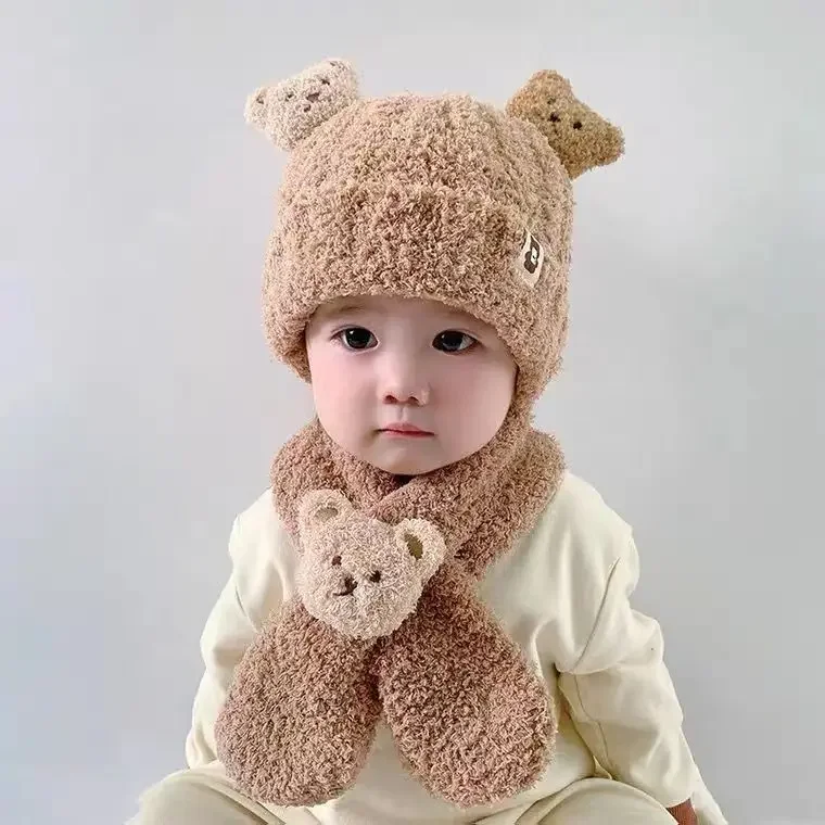 Gorro de lana para bebé: bufanda suave a juego y viento protegido - imagen 2