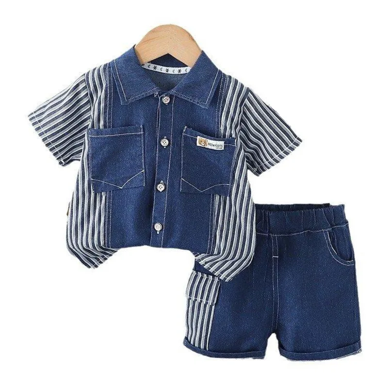 Traje verano bebé de algodón – Camisa y pantalones cortos - imagen 2