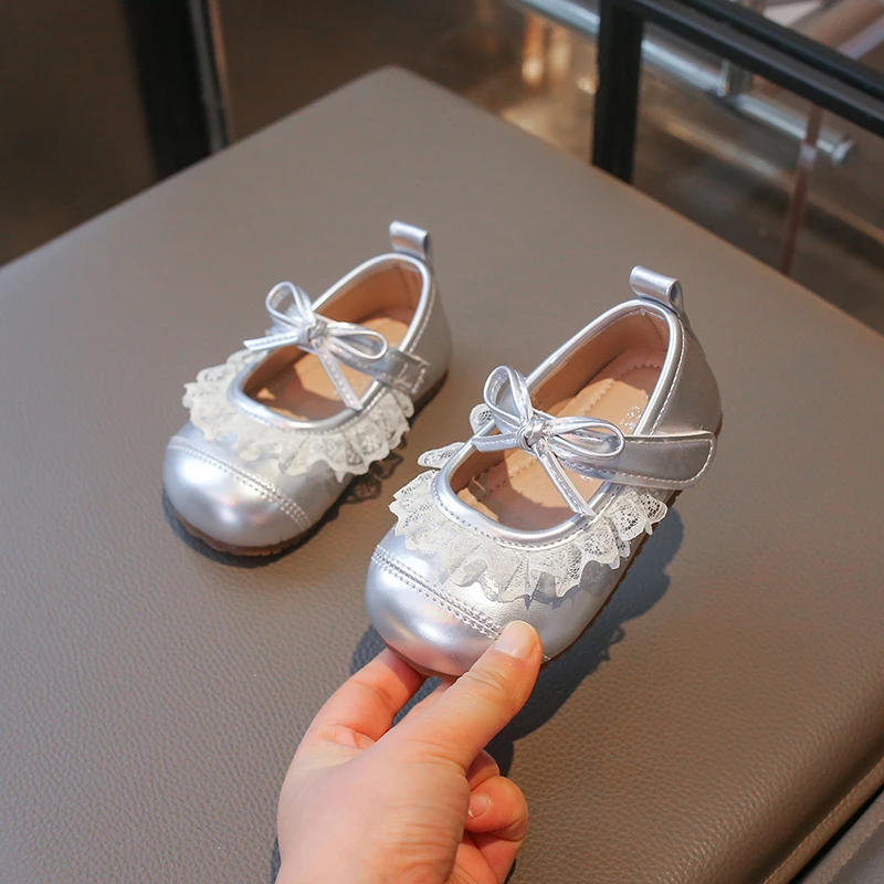 Zapatos de cuero para niña con encaje estilo princesa antideslizantes - imagen 3