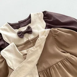 Milangel Vestido escolar retro de algodón para niña