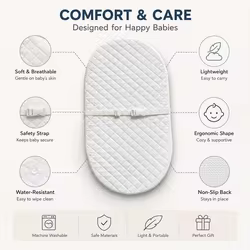 Colchón ovalado para cuna con funda impermeable lavable