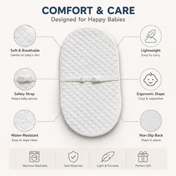 Colchón ovalado para cuna con funda impermeable lavable