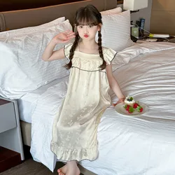 Camisón de encaje princesa para niñas de verano con tirantes finos