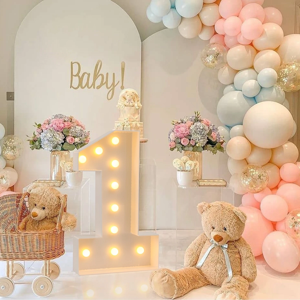 Número gigante luminoso para fiestas infantiles con luz blanca cálida - imagen 4
