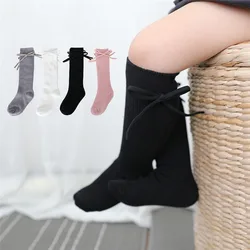 Calcetines altos de princesa con lazo – Algodón suave para niñas