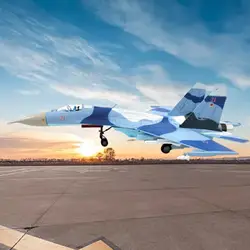 Avión SU-27 metálico con soporte para exposición en estantería