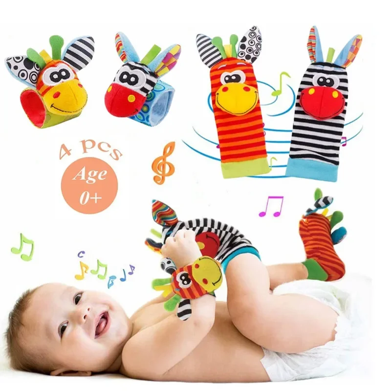 Sonajero bebé con calcetines animalitos de peluche