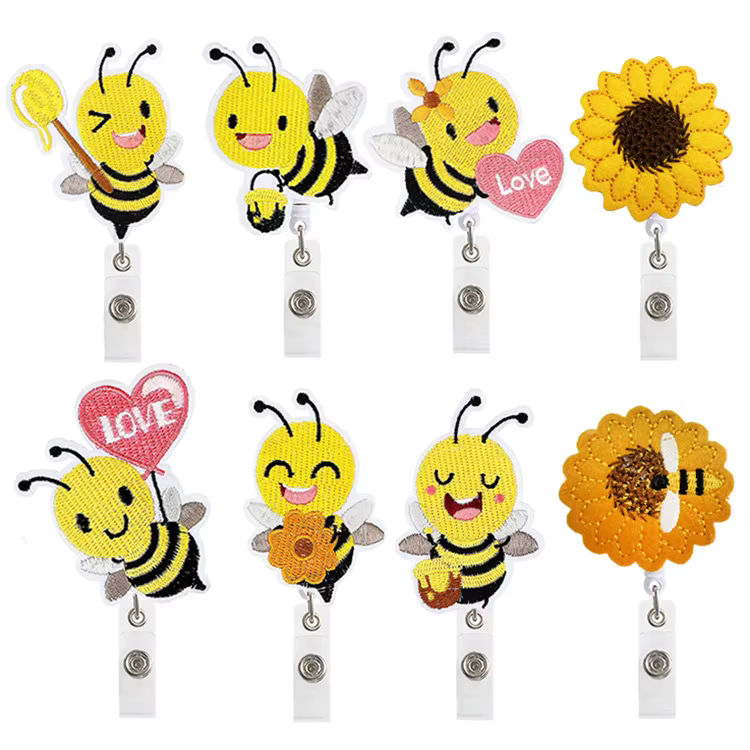 Diseño floral abeja alegre