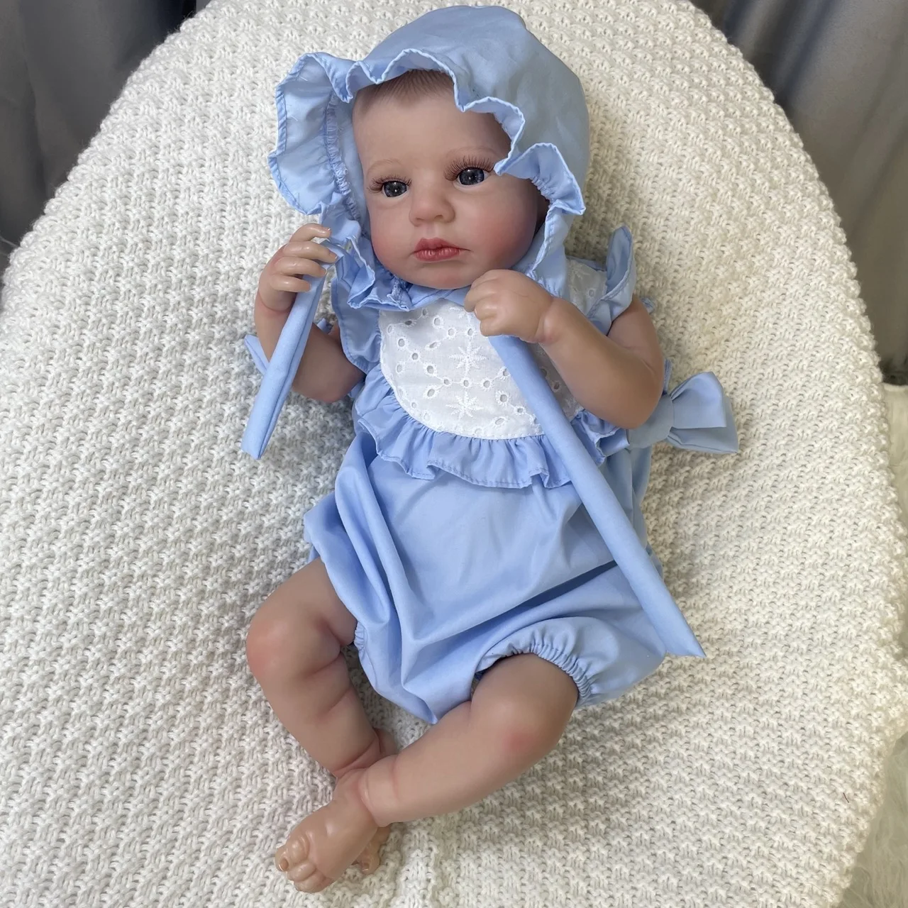 Muñeca reborn LouLou de 3D con ojos azules, princesa coleccionable