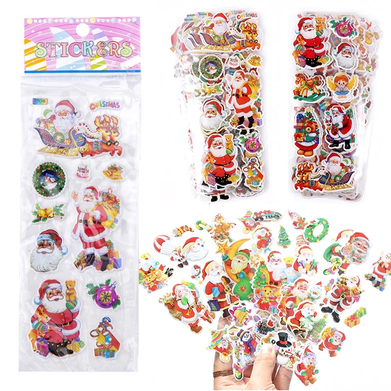 Pegatinas navideñas 3D hinchadas – Papá Noel para niños - imagen 2