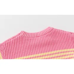 Jersey de invierno cálido para niña con rayas multicolor