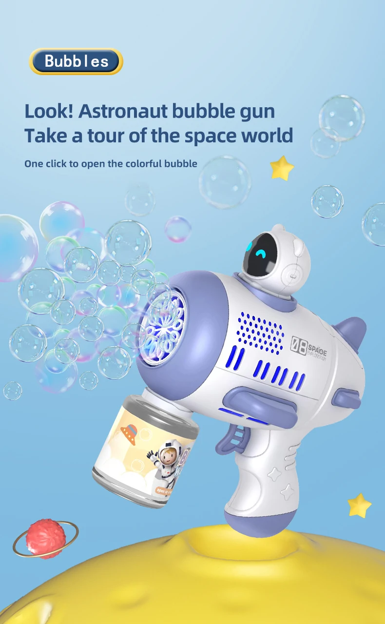 Pistola de burbujas Spaceman con luces y diseño