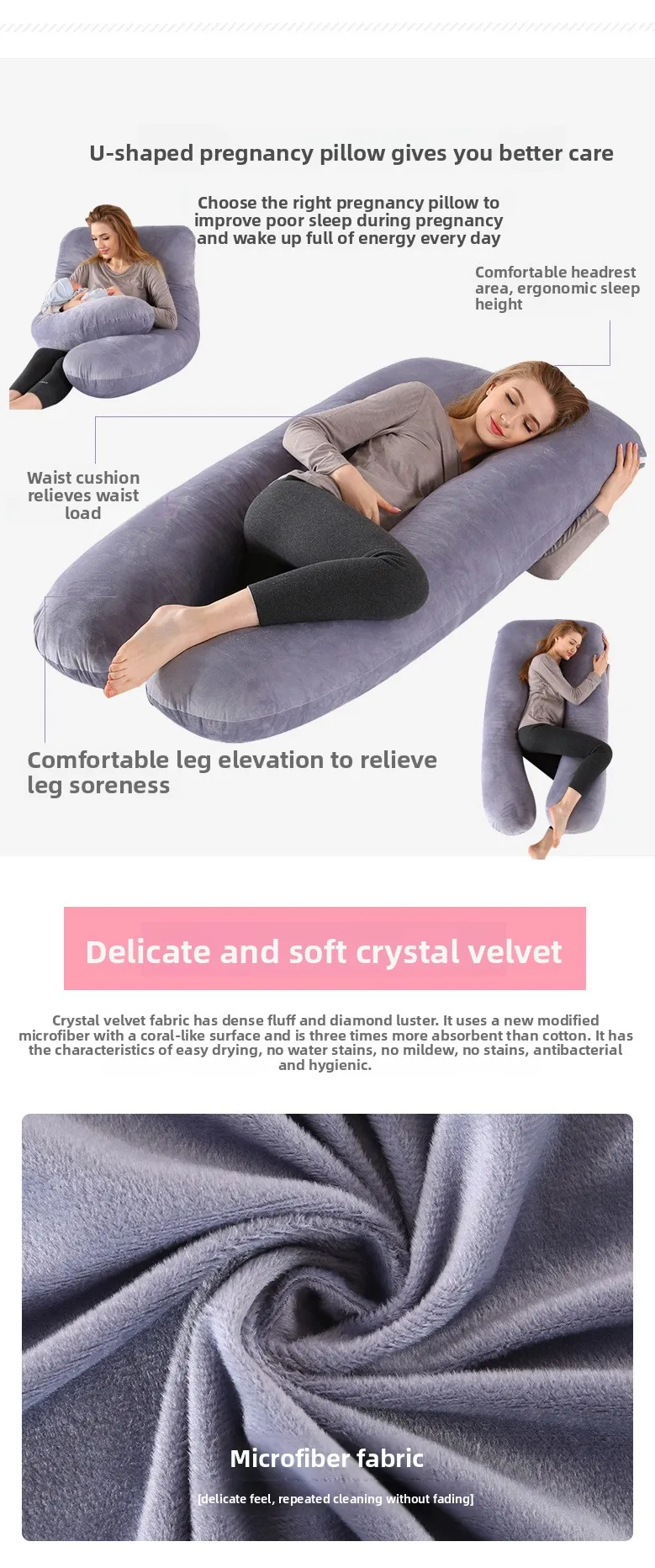 Almohada de maternidad de algodón en uso