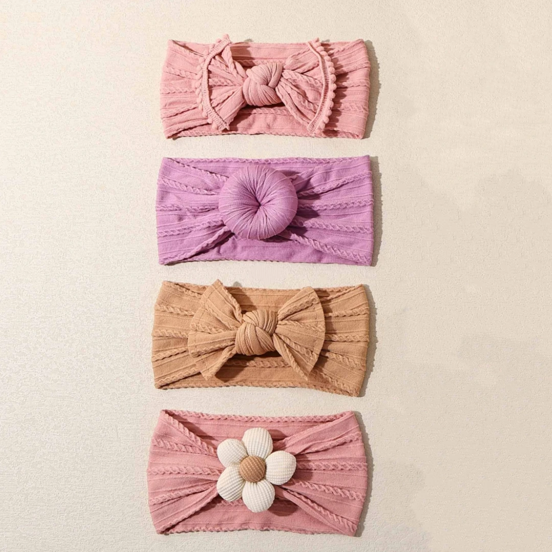 Diademas para bebé con lazo de flores y turbante elástico suave - imagen 2