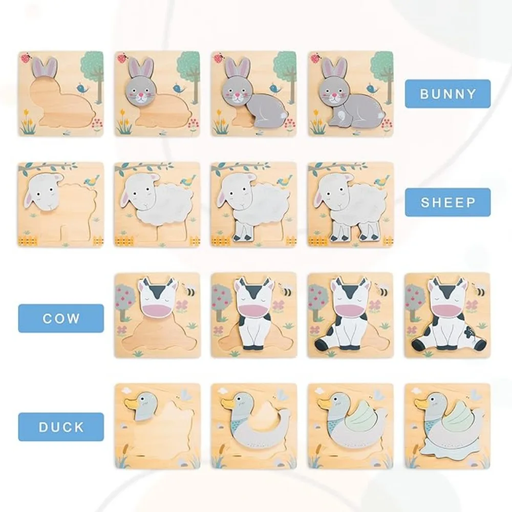 Rompecabezas 3D de madera con animales para niños - Educativo - imagen 5