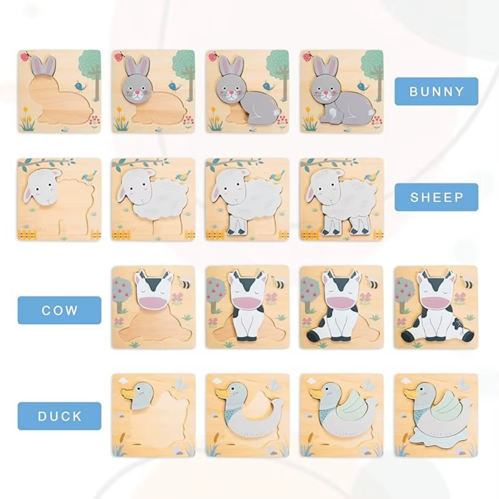 Rompecabezas 3D de madera con animales para niños - Educativo - imagen 5