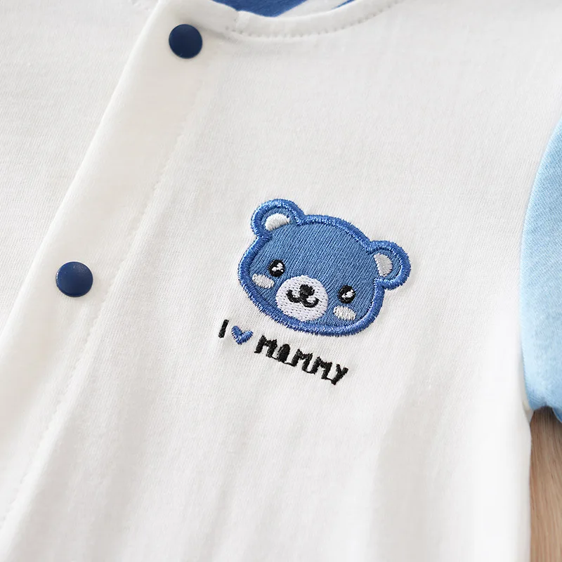 Pijama de una pieza algodón para recién nacido con oso azul - imagen 2