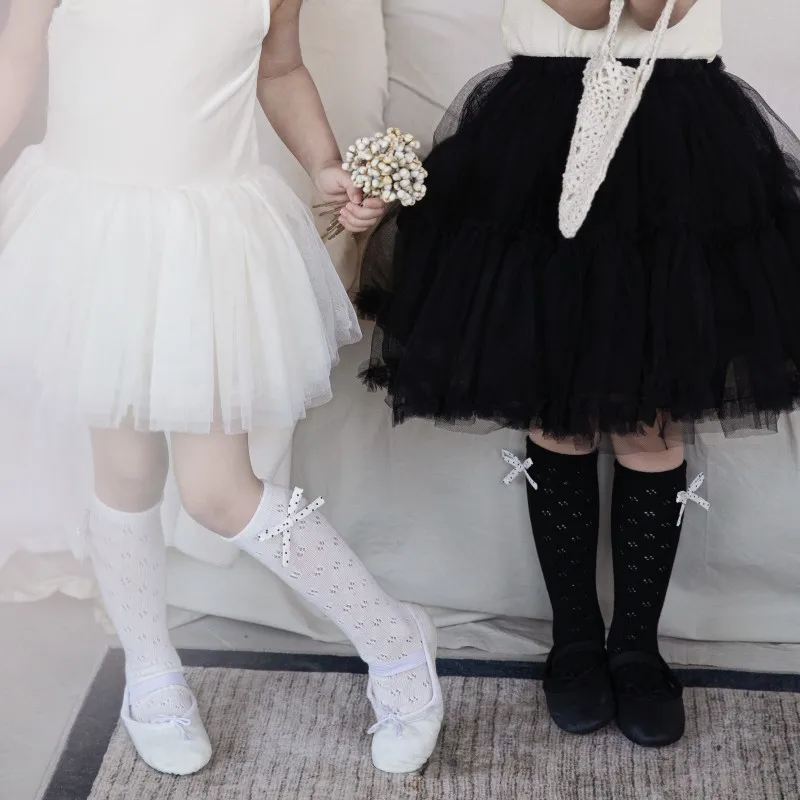Calcetines finos transpirables para niños - estilo malla con lazo
