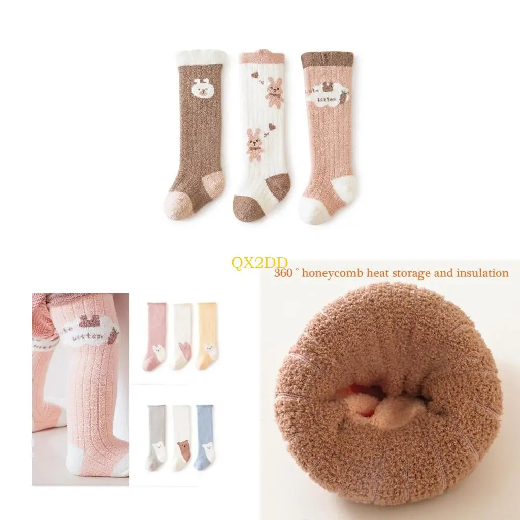 QX2D Calcetines altos para bebé hasta la rodilla con animales - imagen 5