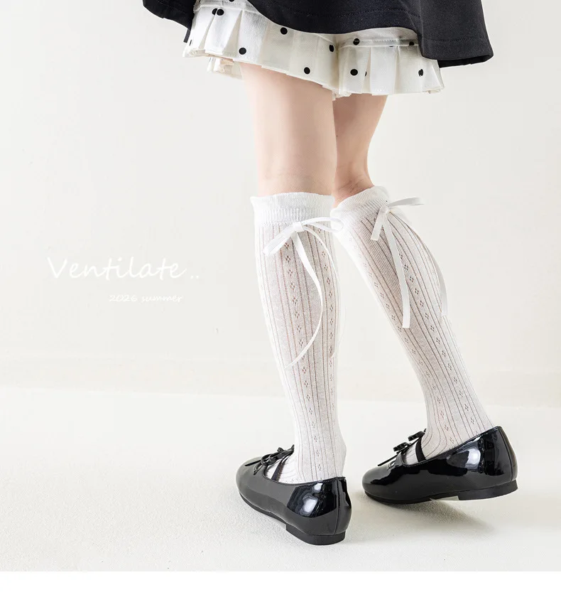 Calcetines largos de verano para niñas en tejido fino