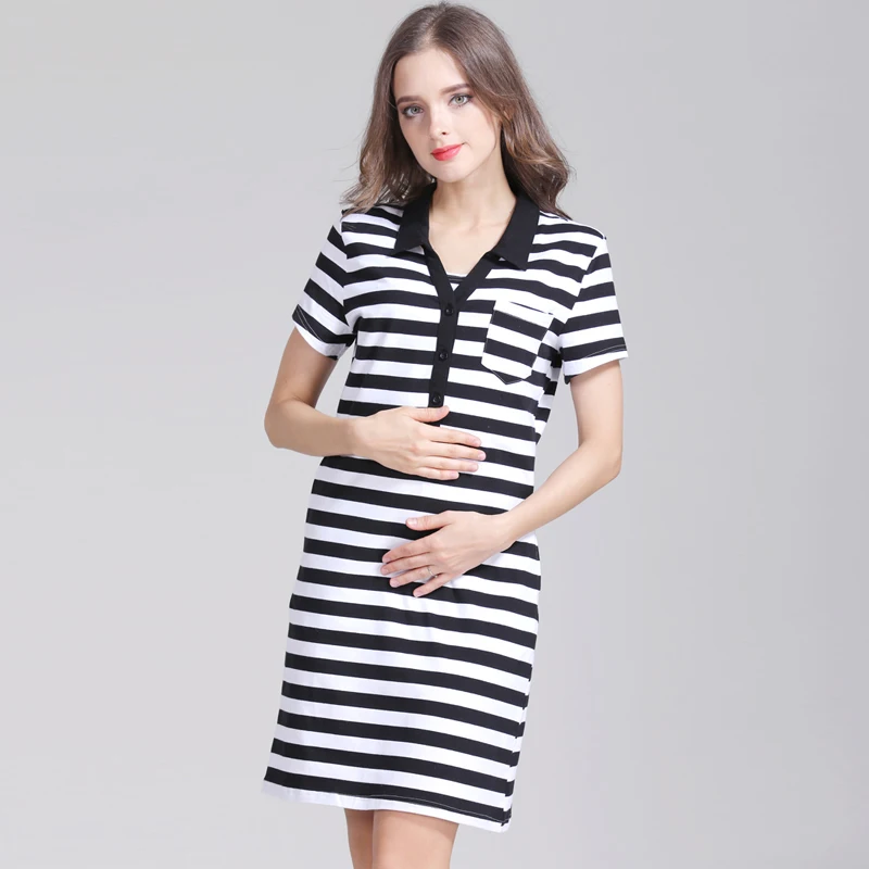 Vestido de lactancia a rayas de algodón para verano - imagen 5