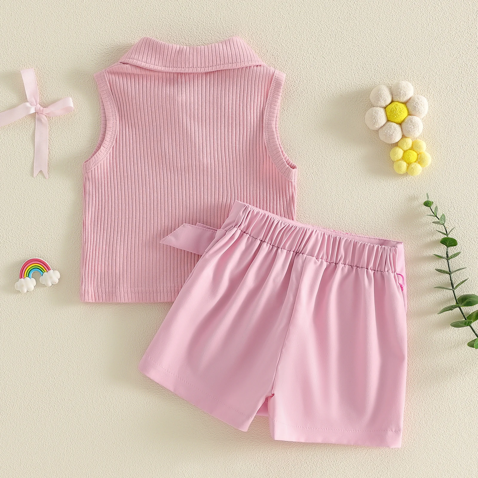 Conjunto de verano niña pequeña con camisetas sin mangas y lazo - imagen 2