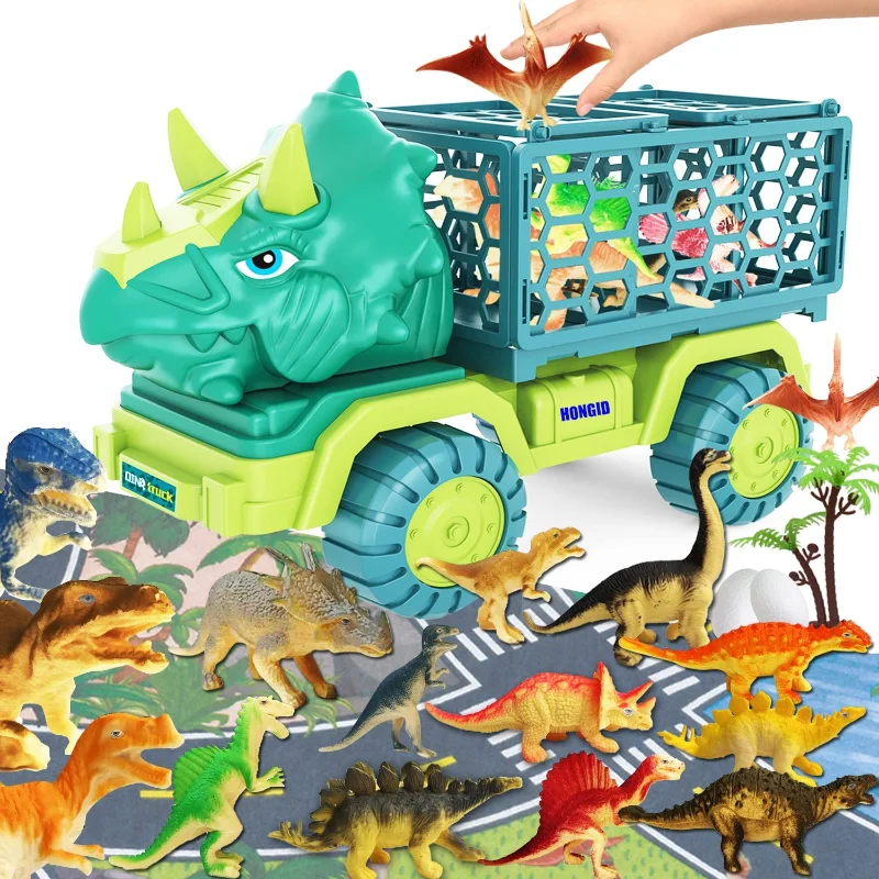 Set dinosaurios con camión y alfombra de actividades para niños