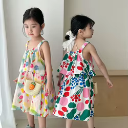 Vestido sin espalda de verano con tirantes para niñas y niños