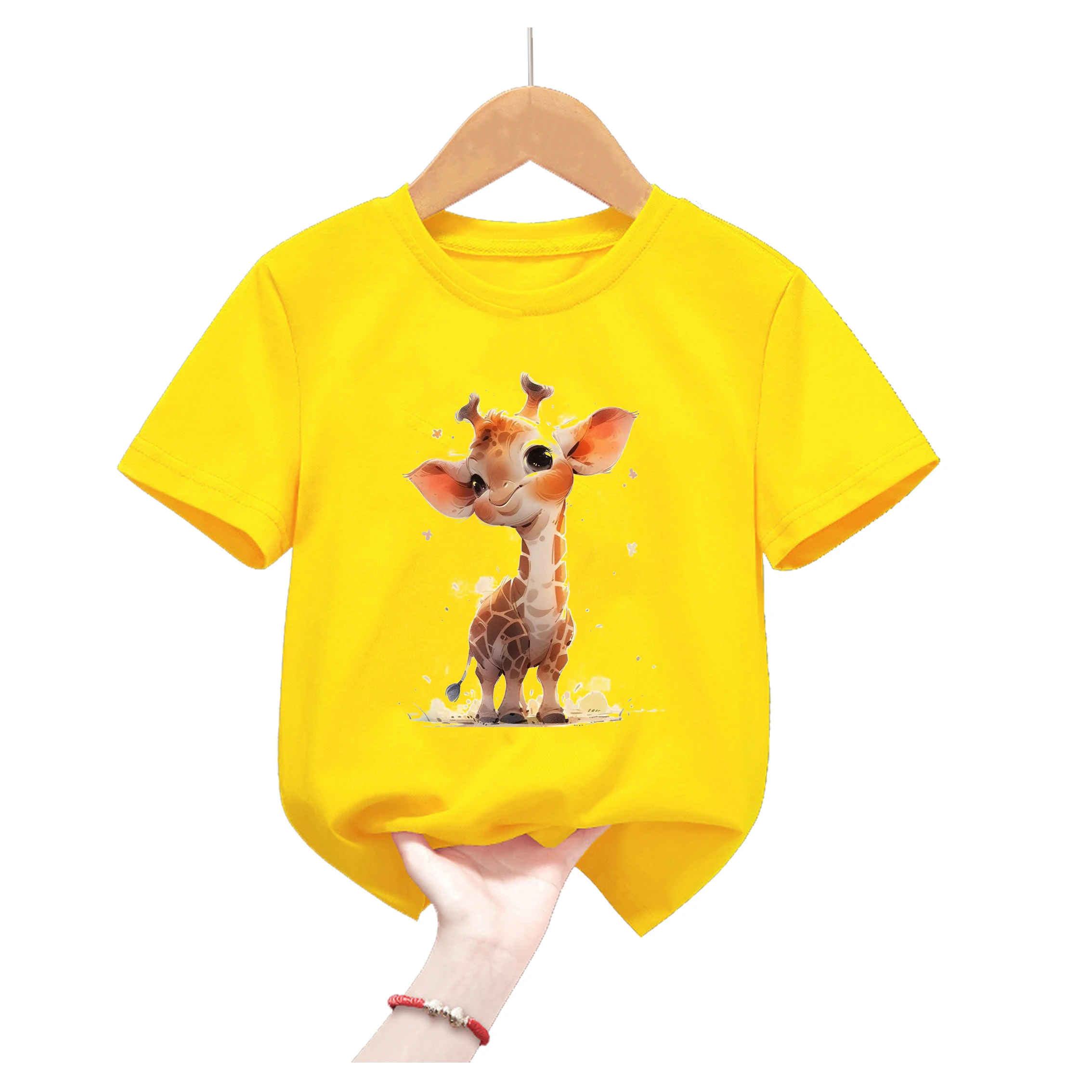 Camiseta infantil de verano con ciervo – Estilo kawaii amarillo - imagen 3