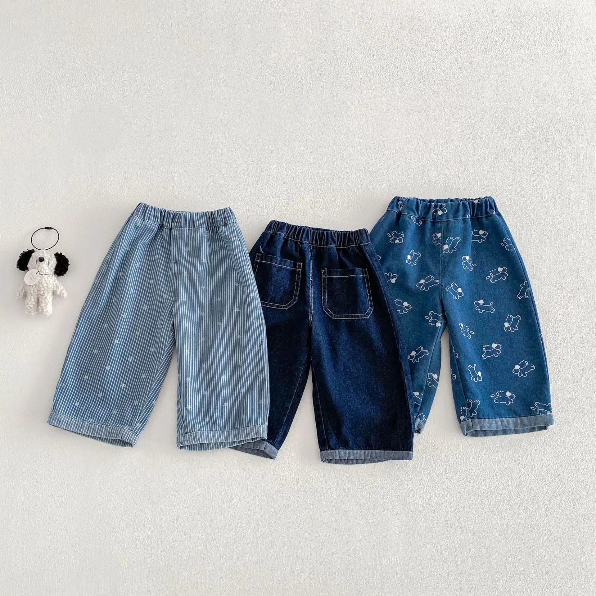 Vaqueros rectos infantiles estampados de perritos – estilo coreano - imagen 5