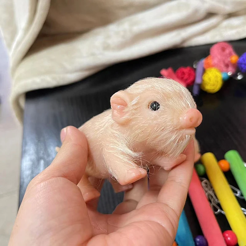 Muñeco reborn cerdito realista de silicona suave, pelo implantado - imagen 5