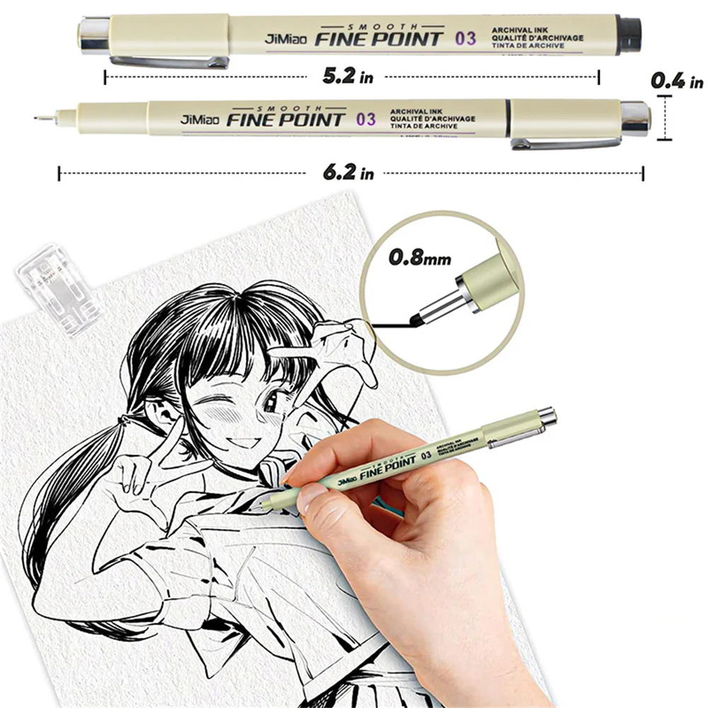 Fineliner negro de tinta impermeable para bocetos y dibujo precisos - imagen 2