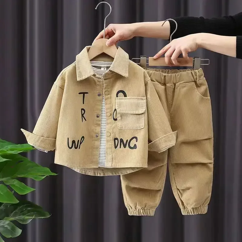 Conjunto de otoño para niño con letras – Manga larga y pantalón - imagen 2