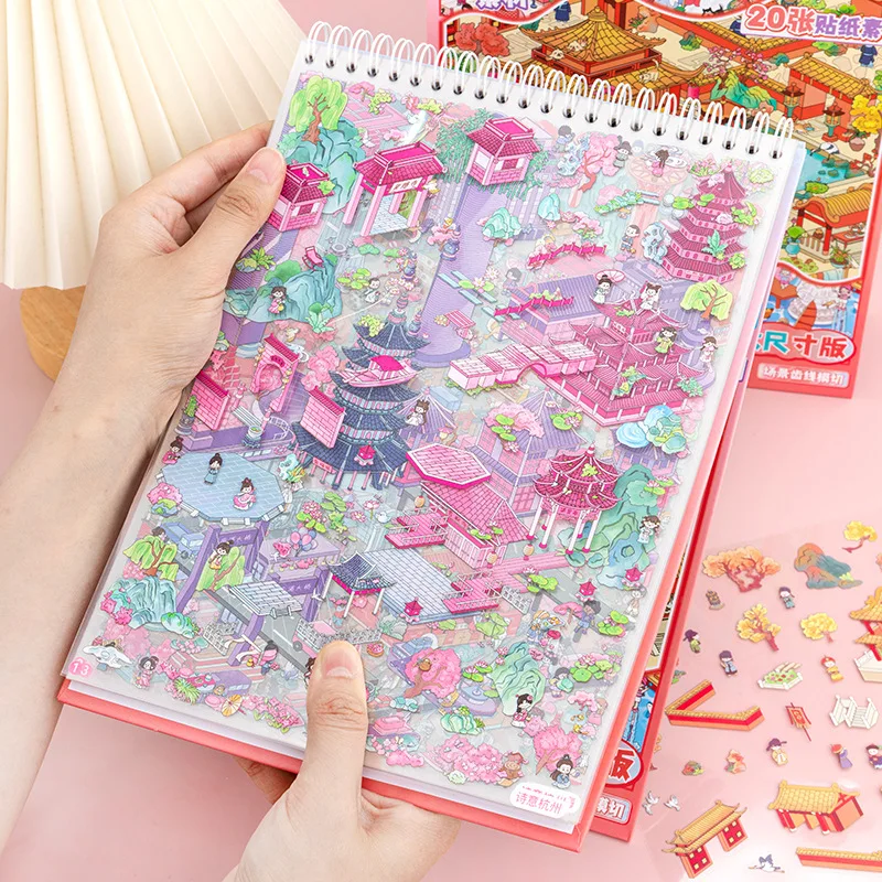 Libro actividades 2.5D con pegatinas DIY y cabañas para niños - imagen 3
