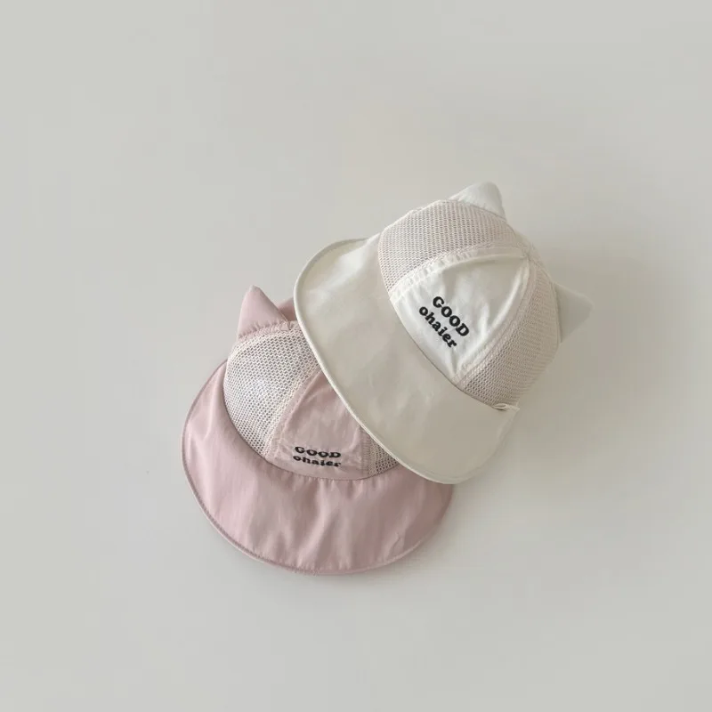 Gorra bucket hat con orejas de gatito para niños – Estilo coreano transpirable verano - imagen 3