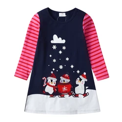 DXTON vestido de niña a rayas de algodón – Navidad muñeco de nieve