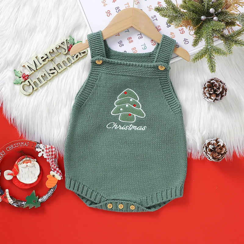 Monos navideños de punto para bebé recién nacido