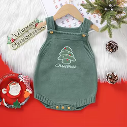Monos navideños de punto para bebé recién nacido