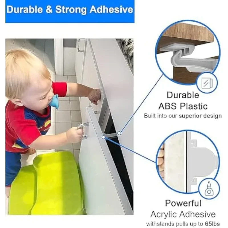 Cerradura invisible de seguridad para muebles – Babyproofing sin taladro - imagen 5