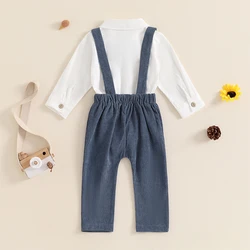 Conjunto bebé de pana: mameluco con pajarita y pantalón largo